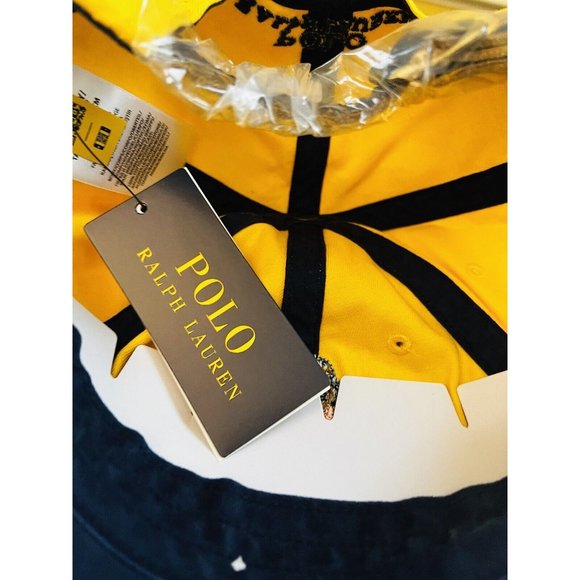 Polo Ralph Lauren Embroidered BIG Polo Bear Chino Cap Hat Yellow - New With Tags - Picture 13 of 16